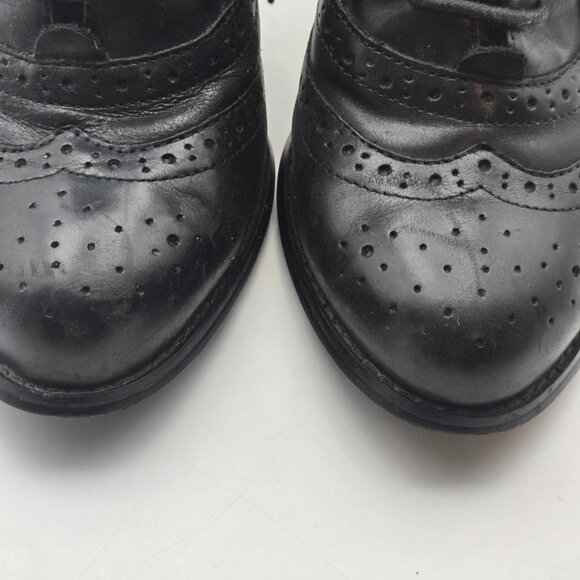 ALDO Y2K Sz 10 Black Leather Lace-Up Brogue Style Heeled Oxford Stiletto Shoes - Picture 8 of 12